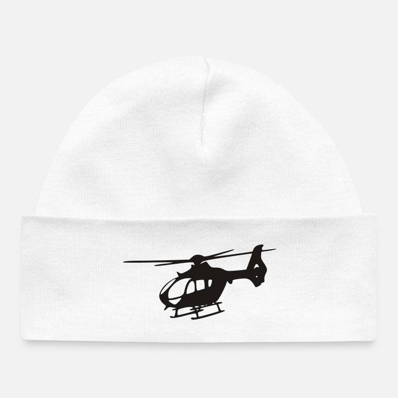 Hélicoptère EC-135 - Bonnet bébé bio - blanc