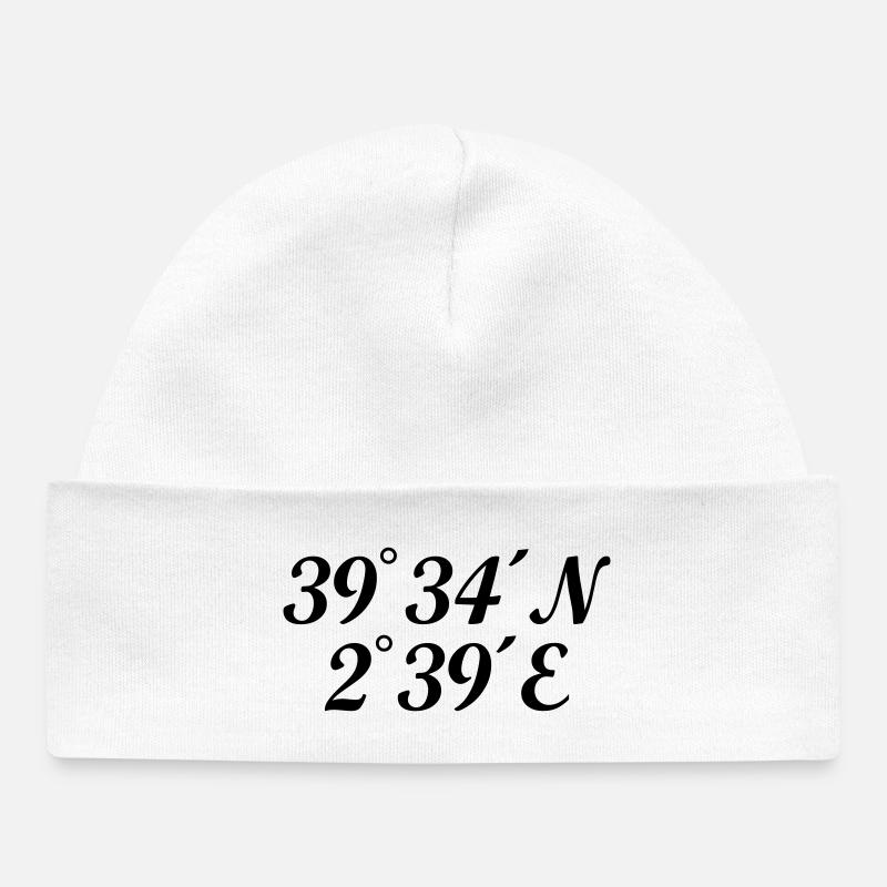 Coordonnées Palma de Majorque - Bonnet bébé bio - blanc