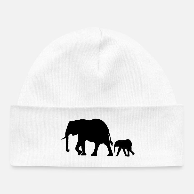 Eléphants - Bonnet bébé bio - blanc