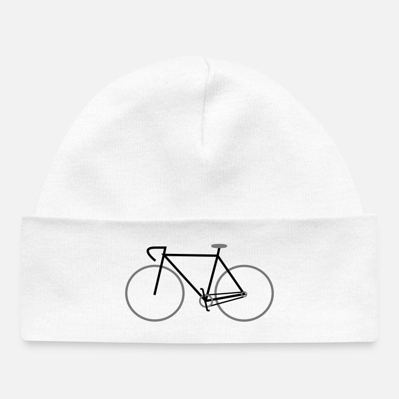 vélo noir singlespeed avec guidon de course - Bonnet bébé bio - blanc