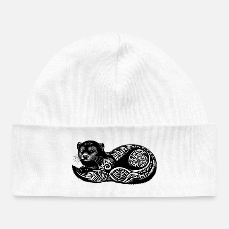 Hermine tribal avec triskel - Bonnet bébé bio - blanc
