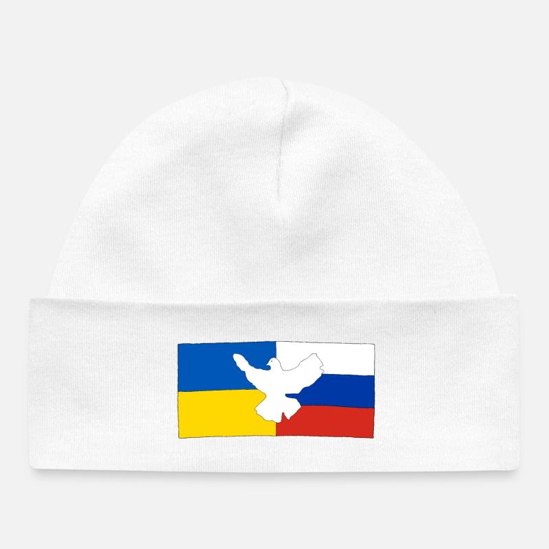 Paix pour l’Ukraine et la Russie - Bonnet bébé bio - blanc