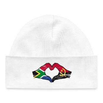 Afrique du Sud Angola drapeau mains forme de coeur utilisé - Bonnet bébé bio - blanc - Devant