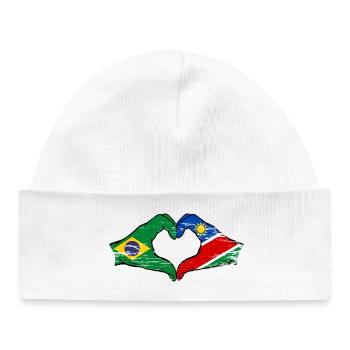 Brazil Namibia Flag Hands Heart Shape - Baby Organic Beanie - white - Front