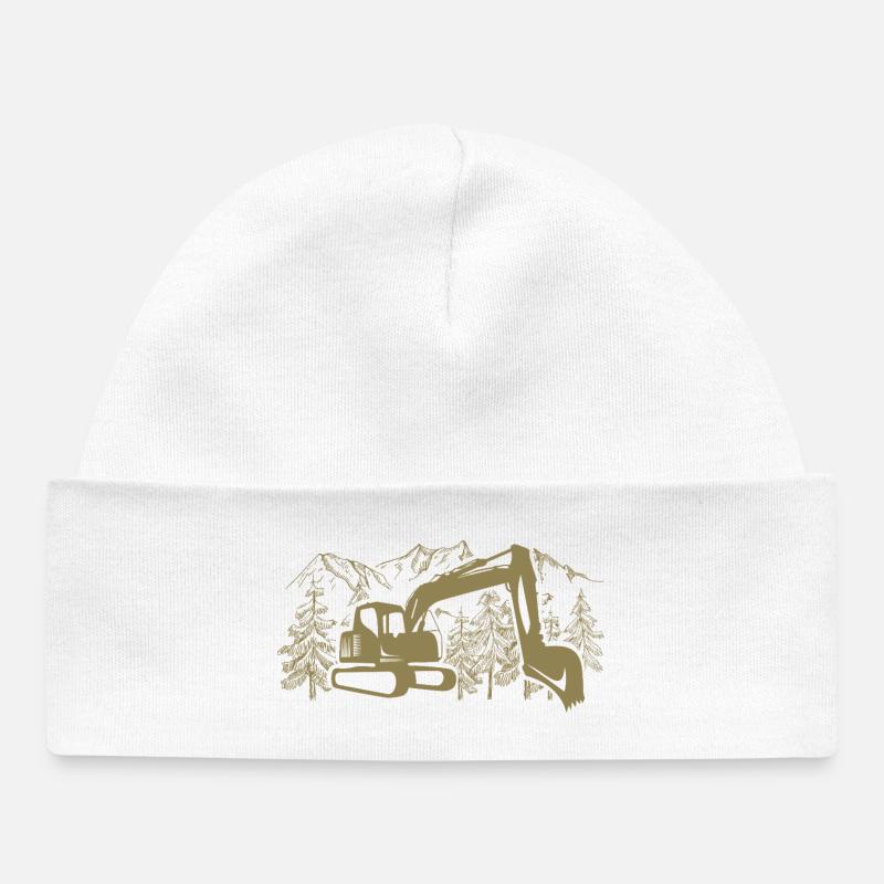 Bagger Silhouette Baugeräteführer Arbeit - Baby Organic Mütze - Weiß