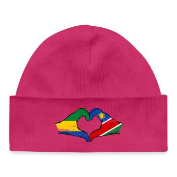 Gabon Namibia Flagge Hände Herzform used - Baby Organic Mütze - Weiß - Vorne