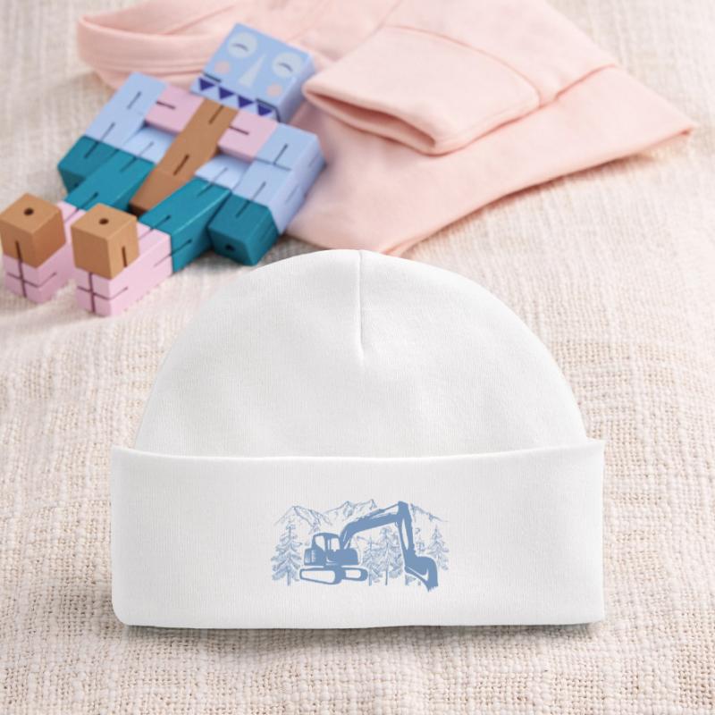 Excavator Silhouette Construction Equipment Operator Work Baby Organic Beanie