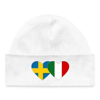 Schweden Italien Flagge Hände Herzform - Baby Organic Mütze - Weiß - Vorne