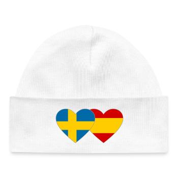 Suède Espagne Drapeau Coeur - Bonnet bébé bio - blanc - Devant