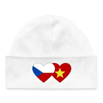 Czech Republic Vietnam Flag Heart - Baby Organic Beanie - white - Front