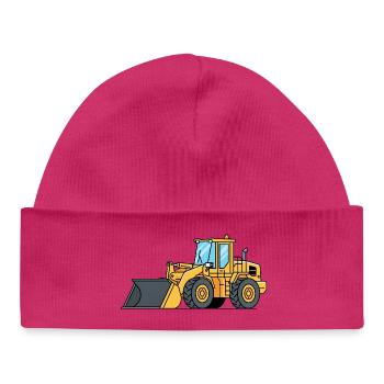 Wheel loader construction machine - Baby Organic Beanie - white - Front