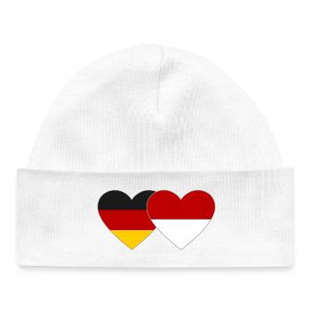 Germany Indonesia Flag Heart - Baby Organic Beanie - white - Front