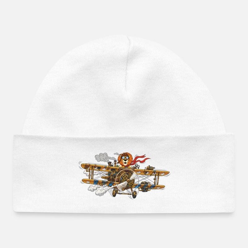 Steampunk Lion Flight Machine - Bonnet bébé bio - blanc
