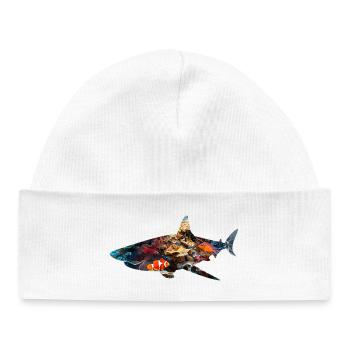Coral Reef Shark Fish Silhouette - Baby Organic Beanie - white - Front