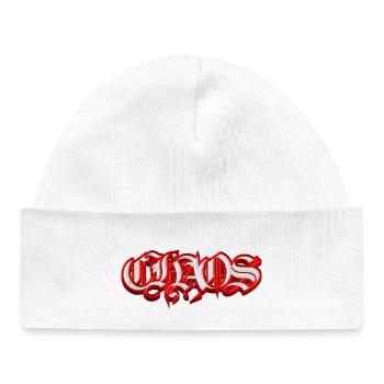 CHAOS – Typographie 3D Gothique Fraktur - Bonnet bébé bio - blanc - Devant