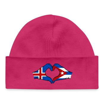 Cuba Island Flag Hands Heart - Baby Organic Beanie - white - Front