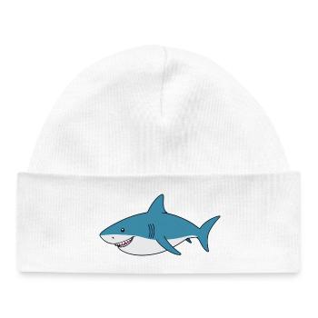 Cartoon shark with big smile - Baby Organic Beanie - white - Front