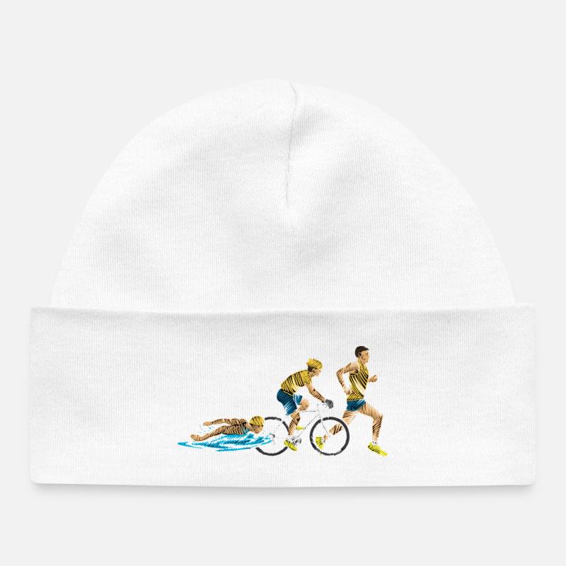 Relai Triathlon: Nage-Cycle-Course - Bonnet bébé bio - blanc