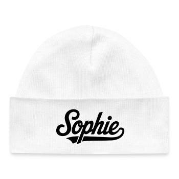 Sophie name first last family - Baby Organic Beanie - white - Front