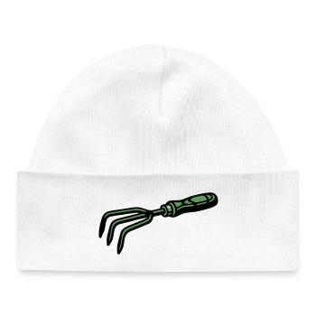 Garden Claw Hand Cultivator Icon - Baby Organic Beanie - white - Front
