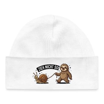 Zieh Nicht So Sloth Snail Funny German Animal  - Baby Organic Mütze - Weiß - Vorne