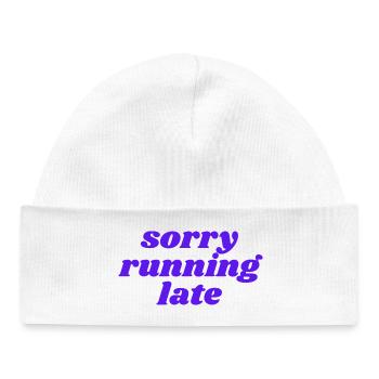 sorry running late - Baby Organic Beanie - white - Front