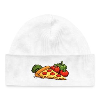 Pizza is my vegetable -Fun fast food design - Baby Organic Beanie - white - Front