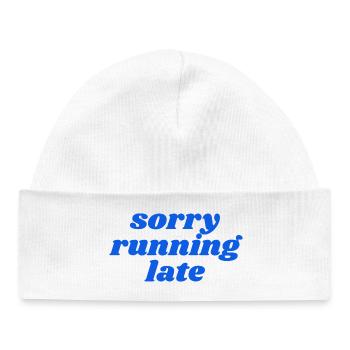 sorry running late - Baby Organic Beanie - white - Front