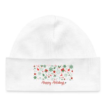 Motif de Noël en vert et rouge - Bonnet bébé bio - blanc - Devant