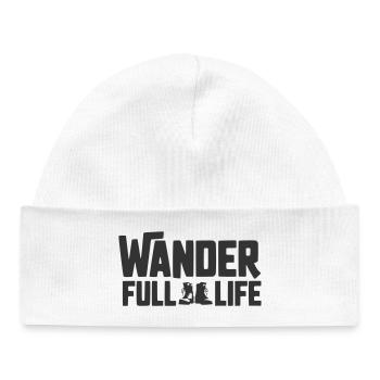 Wanderfull Life Hiking Word Game with Boots - Baby Organic Beanie - white - Front