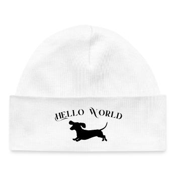 Hello World mit Dackel - Baby Organic Mütze - Weiß - Vorne