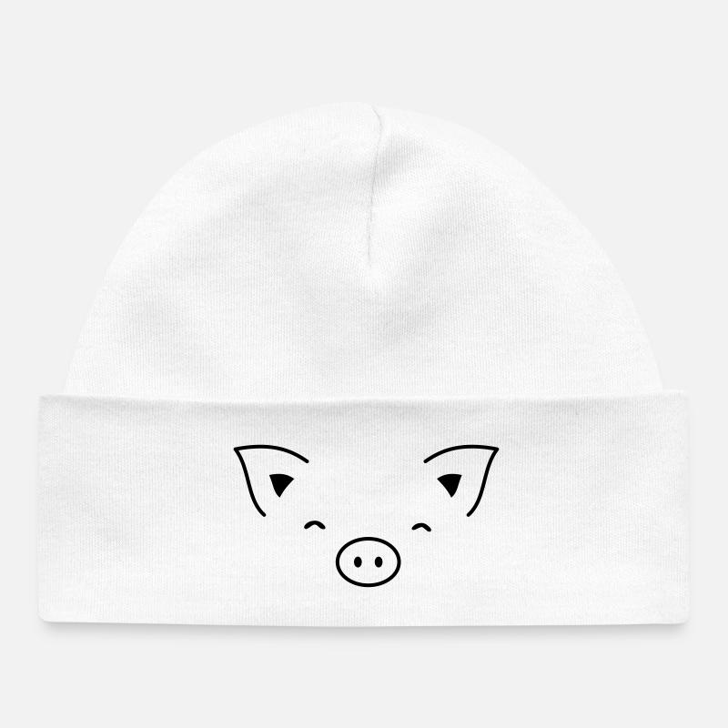 Pig piglet sow - Baby Organic Beanie - white
