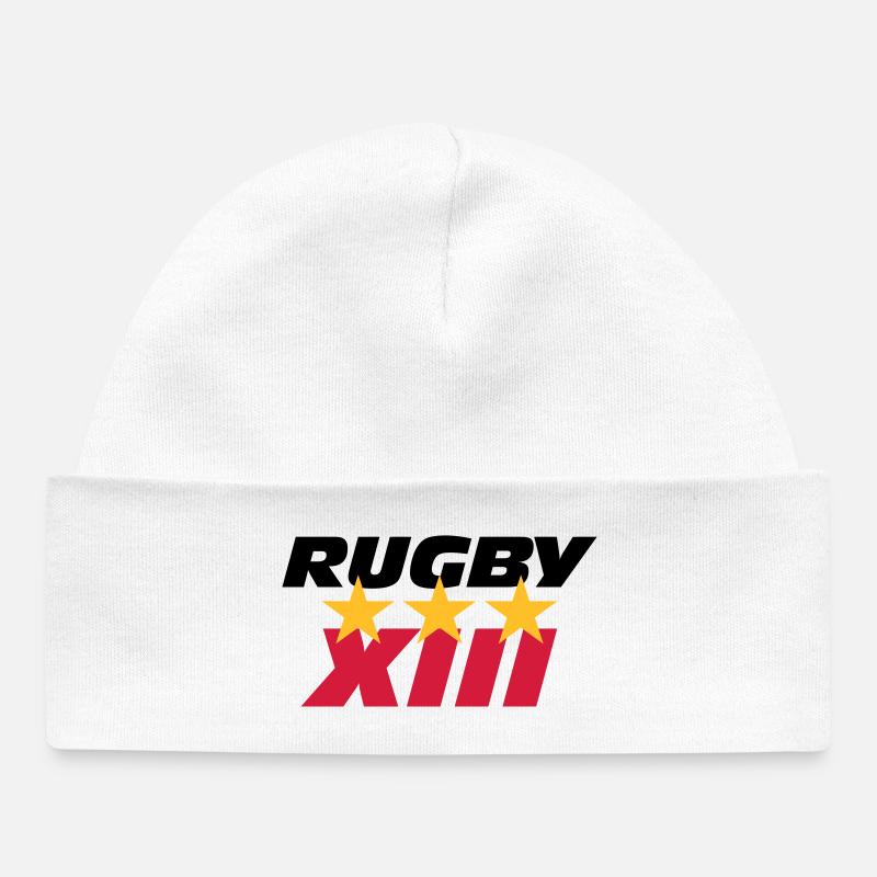 Rugby XIII - Bonnet bébé bio - blanc
