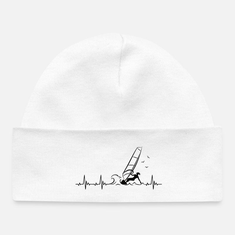 Windsurfing Heartbeat avec Windsurfer Puls - Bonnet bébé bio - blanc