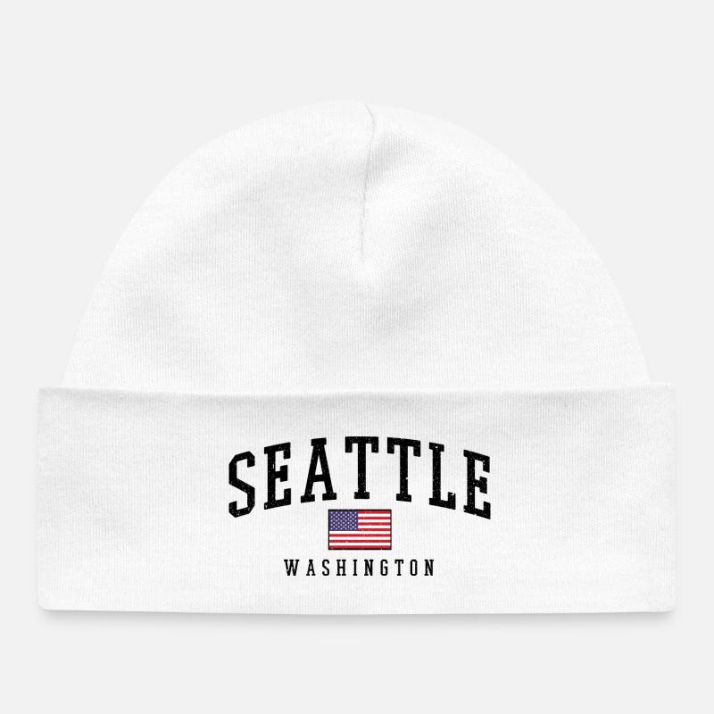 Seattle Washington États-Unis - Bonnet bébé bio - blanc