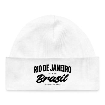 Rio de Janeiro, Brésil Script Banner - Bonnet bébé bio - blanc - Devant
