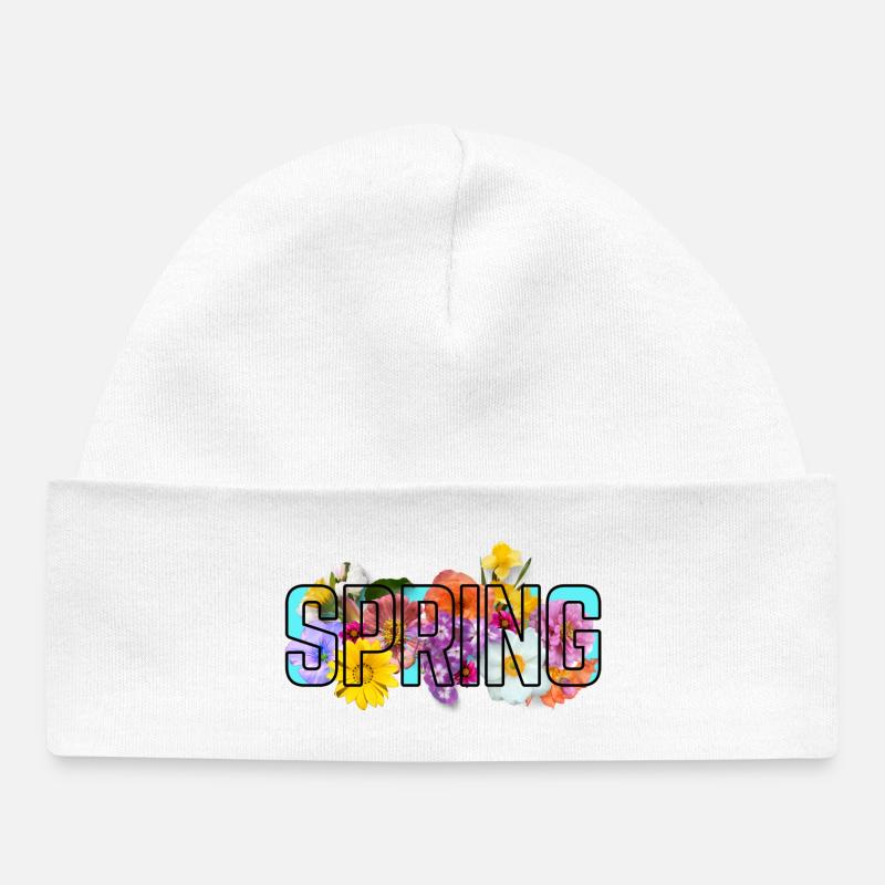 Blue Spring - Baby Organic Beanie - white