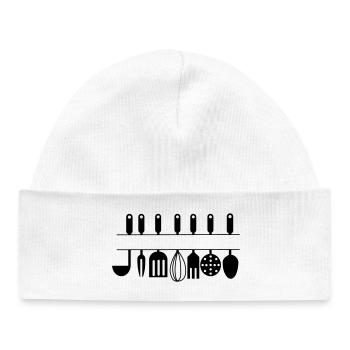 Cutout for own text kitchen utensils - Baby Organic Beanie - white - Front