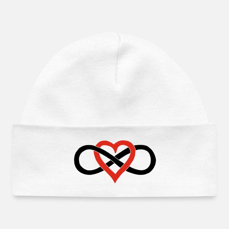 Amour infini (noir) - Bonnet bébé bio - blanc