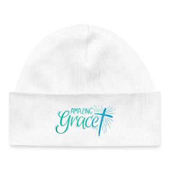Amazing Grace Lettering - Baby Organic Mütze - Weiß - Vorne