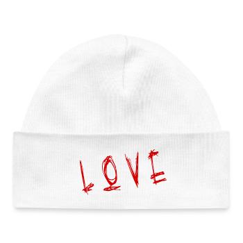 VALENTINE'S DAY. Bachelorette party. I LOVE YOU. I LOVE YOU. LOVE - Baby Organic Beanie - white - Front