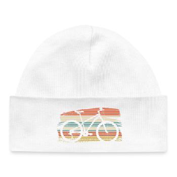 Vélo rétro Sunset Stripes - Bonnet bébé bio - blanc - Devant