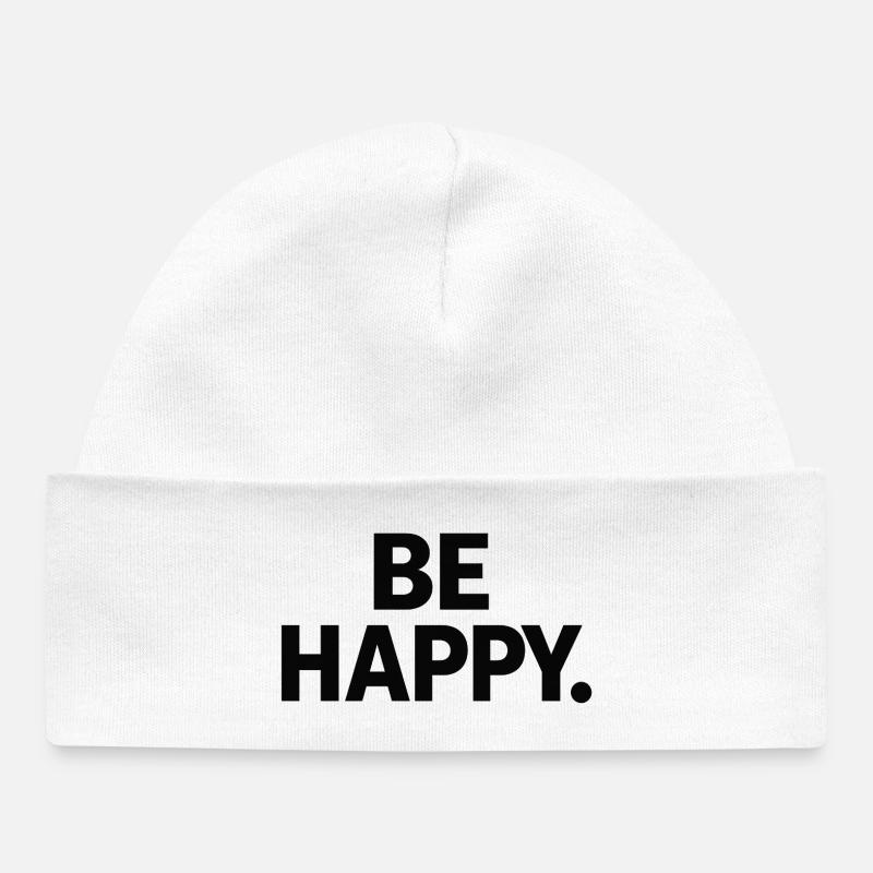 Motif joyeux inspirant avec une écriture positive - Bonnet bébé bio - blanc