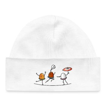 tightrope walkers, acrobats, eggs - Baby Organic Beanie - white - Front