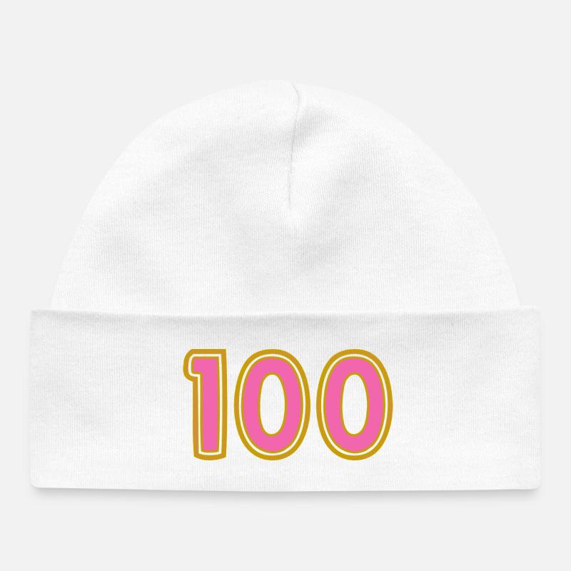 100. 100 ANS. 100e ANNIVERSAIRE. ANNIVERSAIRE 100 - Bonnet bébé bio - blanc