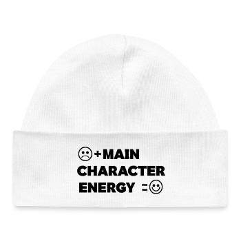 Main_Character_Energy_Positive_ _smile - Baby Organic Beanie - white - Front