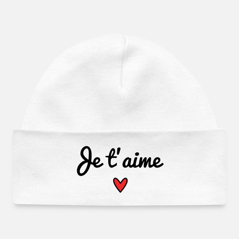 JE T'AIME. SAINT VALENTIN. COEUR. JE T'AIME - Bonnet bébé bio - blanc