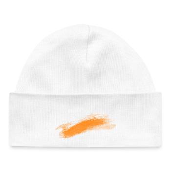 Traînée orange sur fond noir - Bonnet bébé bio - blanc - Devant