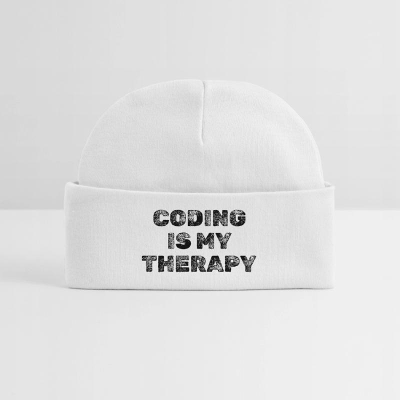 Coding Is My Therapy Developer Saying Baby Organic Beanie