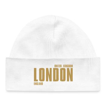 London Gold Lettering - Baby Organic Beanie - white - Front